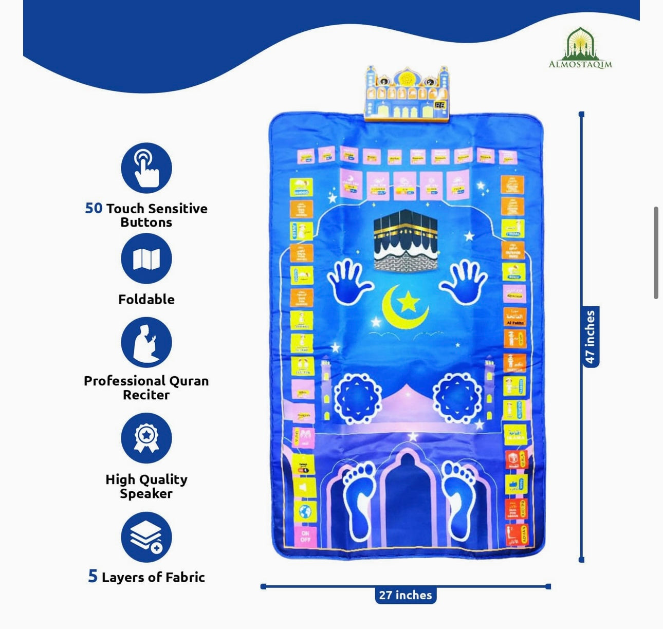 Blue Kids interactive Educational Paryer Salah Mat